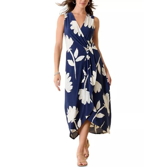 Tommy Bahama Women's Island Navy Flora Nights Midi Dress Size M